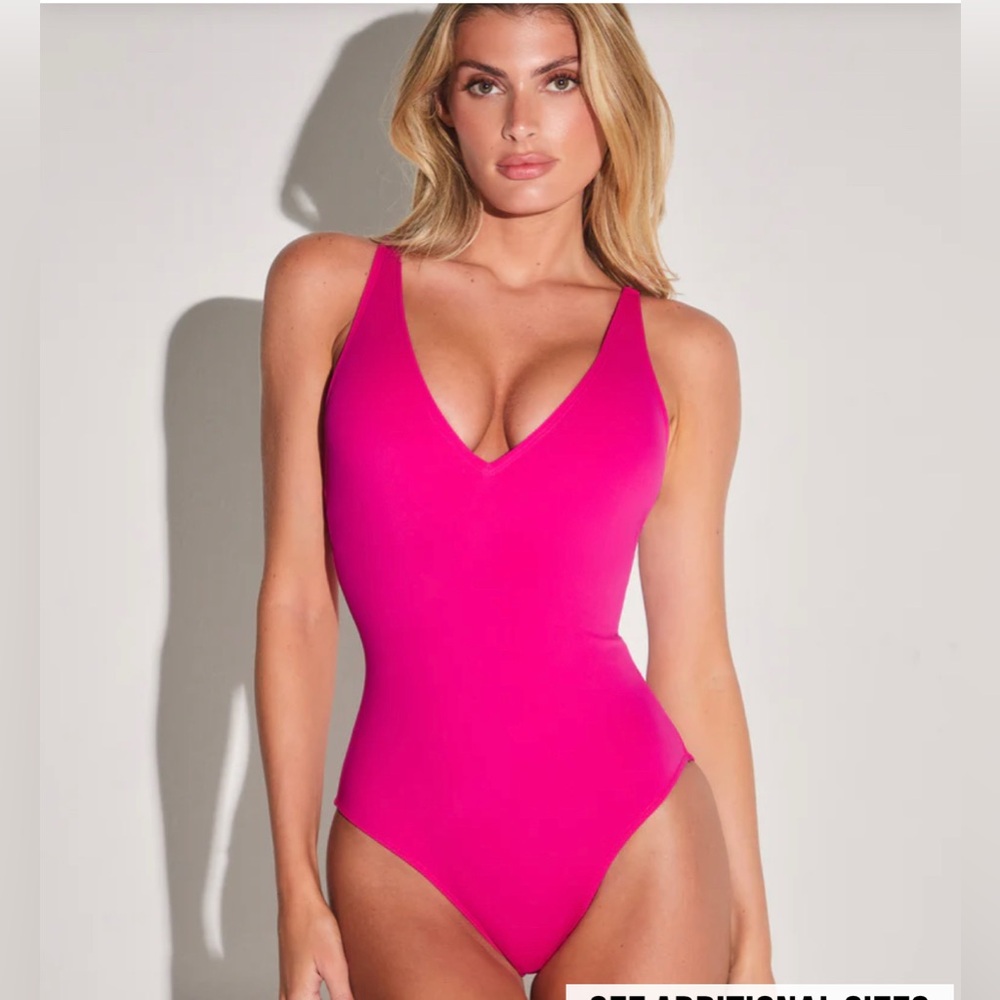 TA3 Swim Plungey Pink One-Piece Swimsuit Size L